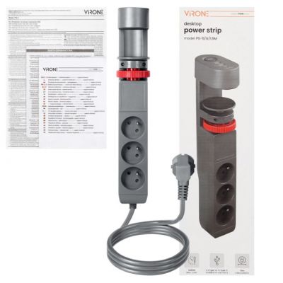 Przedłużacz biurkowy 3-krotny 2P+Z  2xUSB+1 typu C 1,5m ORNO (PS-5/G/1,5M)